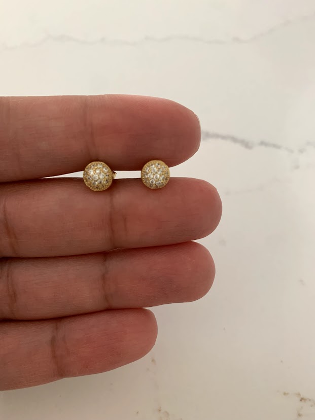 6MM PAVE Stud Earrings | CZ Earrings | Gold and Silver CZ Earrings | 6MM Button Ball Earrings | Gifts for Her