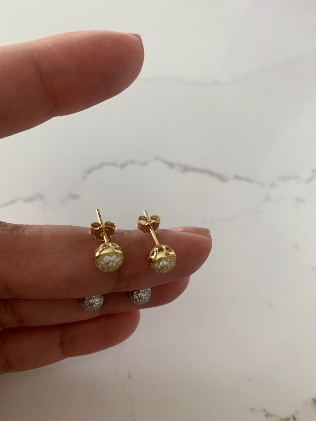 6MM PAVE Stud Earrings | CZ Earrings | Gold and Silver CZ Earrings | 6MM Button Ball Earrings | Gifts for Her