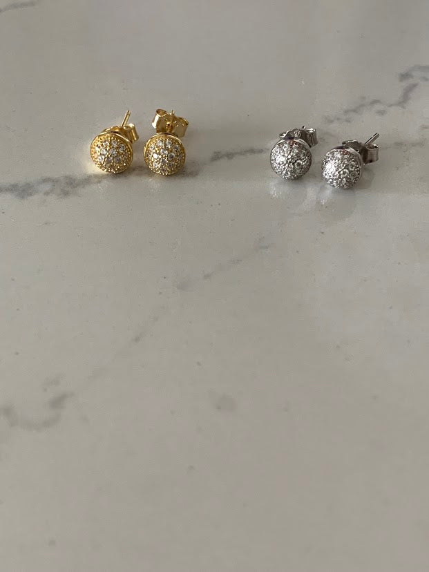 6MM PAVE Stud Earrings | CZ Earrings | Gold and Silver CZ Earrings | 6MM Button Ball Earrings | Gifts for Her