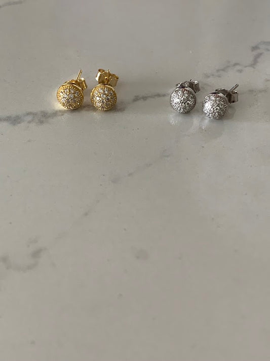 6MM PAVE Stud Earrings | CZ Earrings | Gold and Silver CZ Earrings | 6MM Button Ball Earrings | Gifts for Her