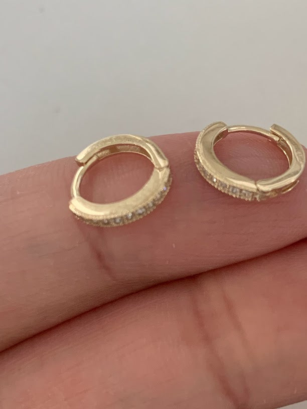 10MM Huggie Hoop Earrings, Pave Dainty Hoop Earrings, Huggie Earrings, Hoop Earrings, Everyday Earrings, Dainty Earrings, CZ Huggies, Hoops