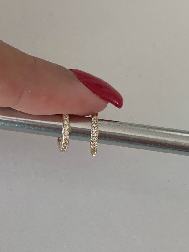 10MM Huggie Hoop Earrings, Pave Dainty Hoop Earrings, Huggie Earrings, Hoop Earrings, Everyday Earrings, Dainty Earrings, CZ Huggies, Hoops
