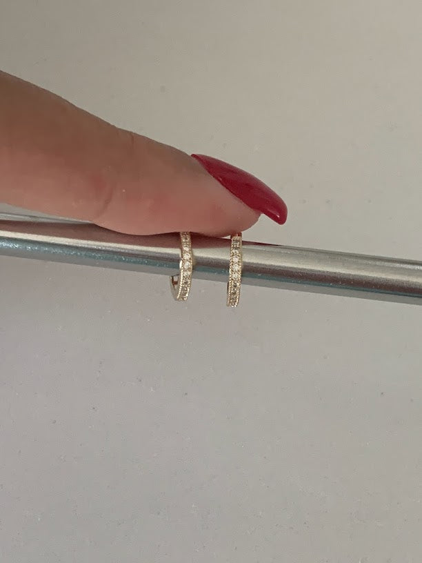 10MM Huggie Hoop Earrings, Pave Dainty Hoop Earrings, Huggie Earrings, Hoop Earrings, Everyday Earrings, Dainty Earrings, CZ Huggies, Hoops
