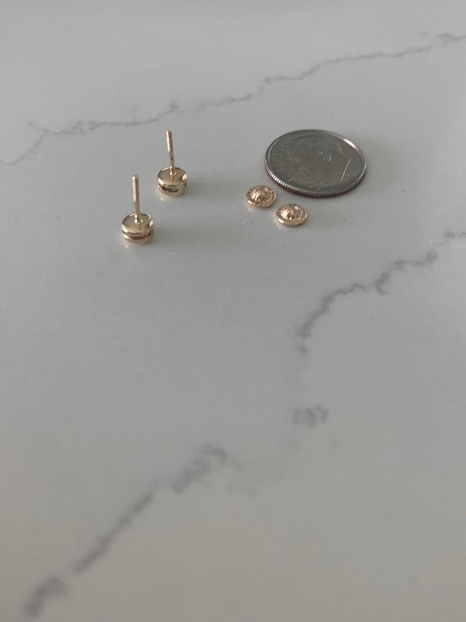 5MM 14K Gold Bezel Stud Earrings, Bezel Set Earrings Studs, 14k Yellow Gold Earrings, Yellow Gold Bezel Studs