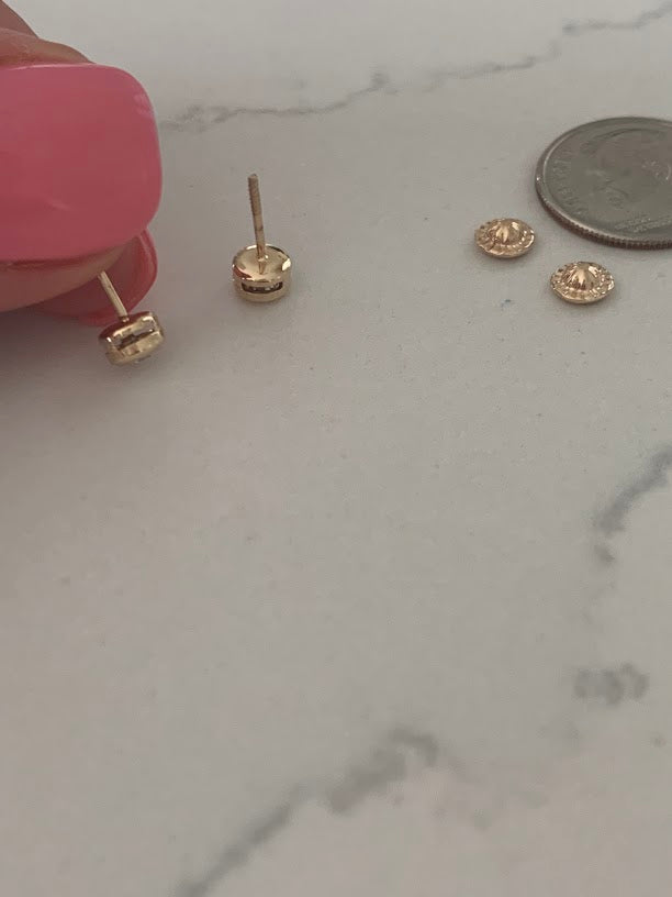 5MM 14K Gold Bezel Stud Earrings, Bezel Set Earrings Studs, 14k Yellow Gold Earrings, Yellow Gold Bezel Studs