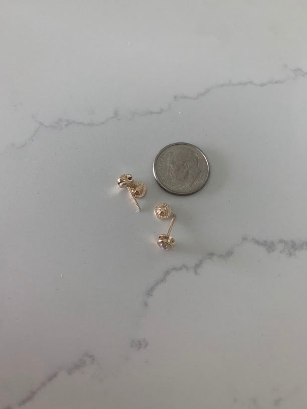 5MM 14K Gold Bezel Stud Earrings, Bezel Set Earrings Studs, 14k Yellow Gold Earrings, Yellow Gold Bezel Studs