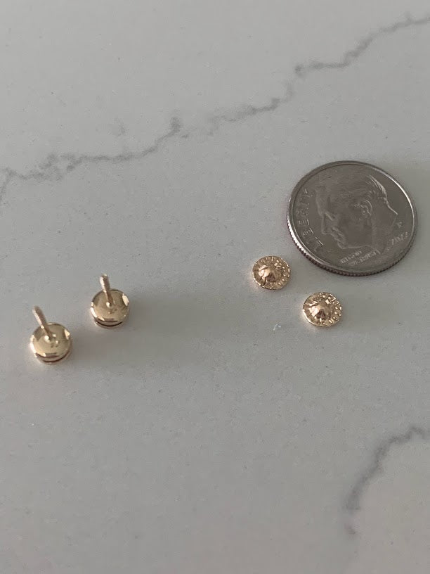 5MM 14K Gold Bezel Stud Earrings, Bezel Set Earrings Studs, 14k Yellow Gold Earrings, Yellow Gold Bezel Studs