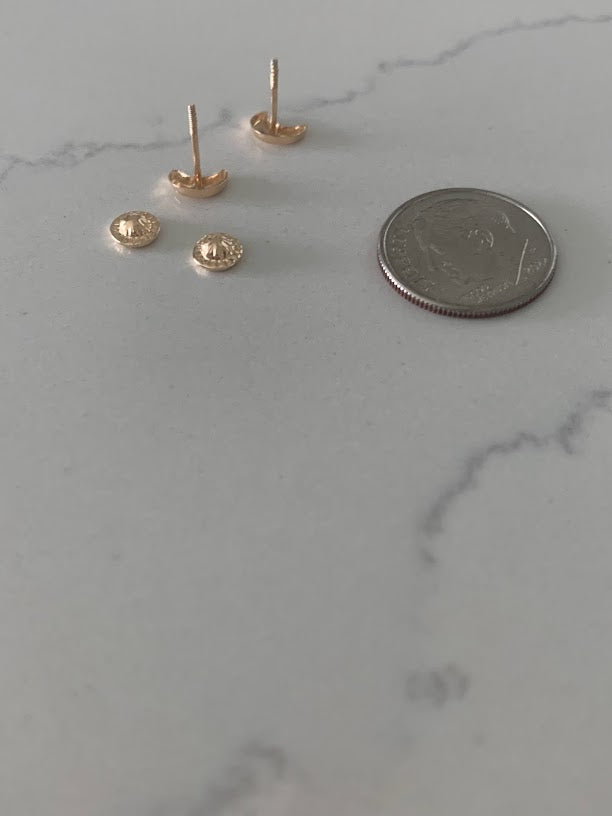 14K Gold 6MM Moon Earrings, Moon Earrings, Gold Studs, Celestial Earrings, 14K Gold Earrings