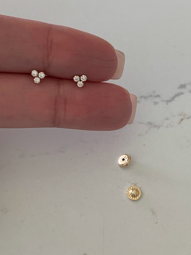 Trinity Stud Earrings in 14K Gold