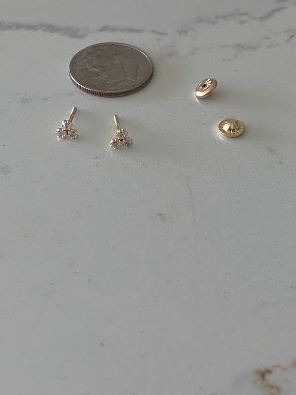 Trinity Stud Earrings in 14K Gold