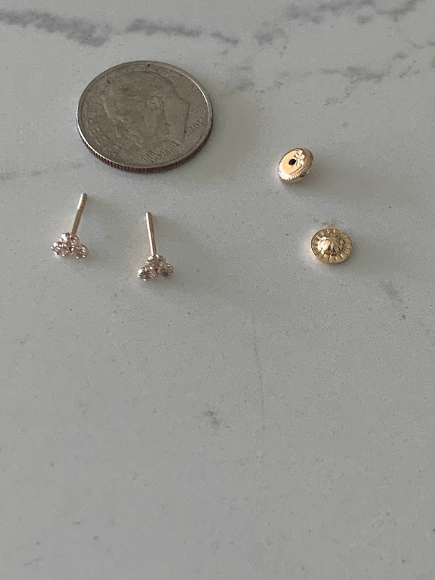 Trinity Stud Earrings in 14K Gold