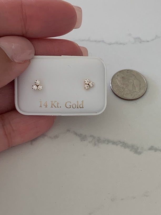 Trinity Stud Earrings in 14K Gold
