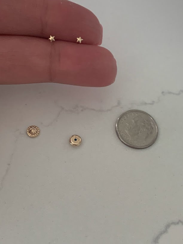 Tiny Star Earrings, 14K Yellow Gold, Star Earrings, Gold Star Charm Earrings, Hypoallergenic Star Stud Earrings with Screw Backs