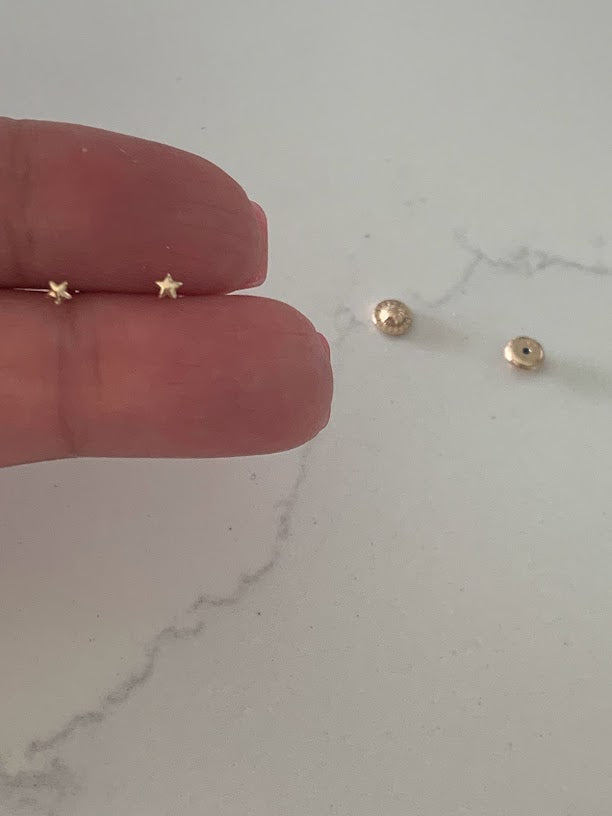 Tiny Star Earrings, 14K Yellow Gold, Star Earrings, Gold Star Charm Earrings, Hypoallergenic Star Stud Earrings with Screw Backs