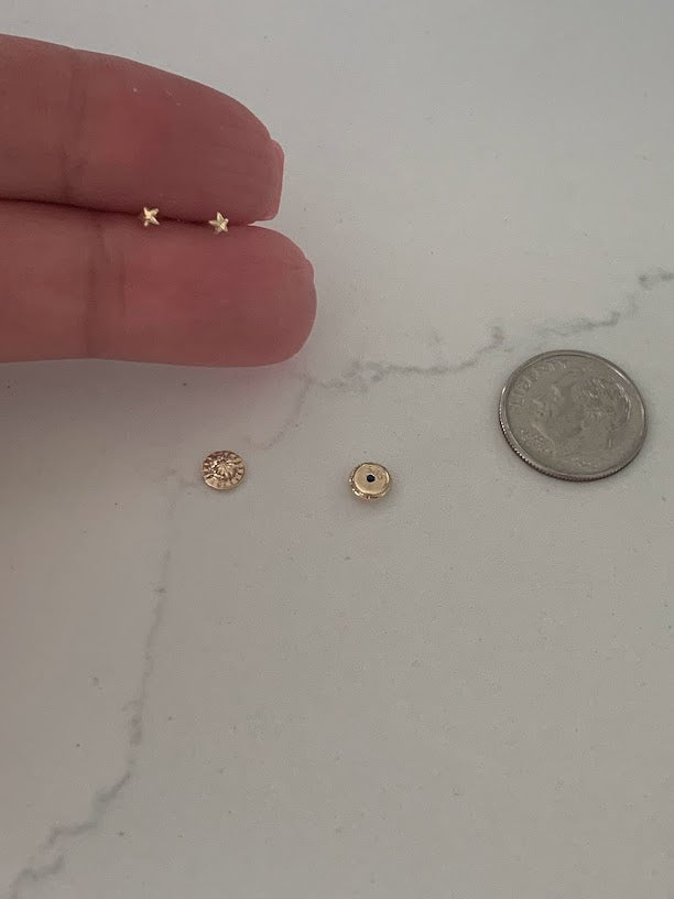 Tiny Star Earrings, 14K Yellow Gold, Star Earrings, Gold Star Charm Earrings, Hypoallergenic Star Stud Earrings with Screw Backs