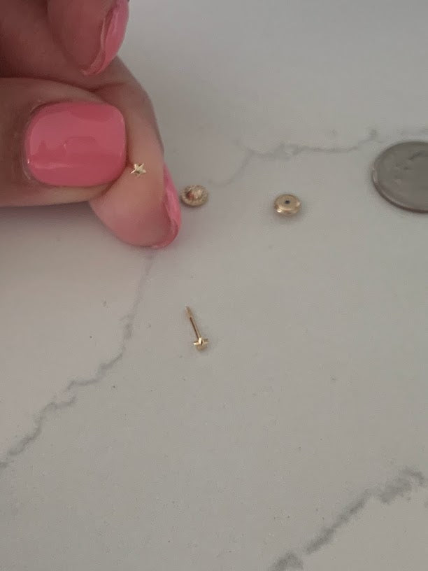 Tiny Star Earrings, 14K Yellow Gold, Star Earrings, Gold Star Charm Earrings, Hypoallergenic Star Stud Earrings with Screw Backs