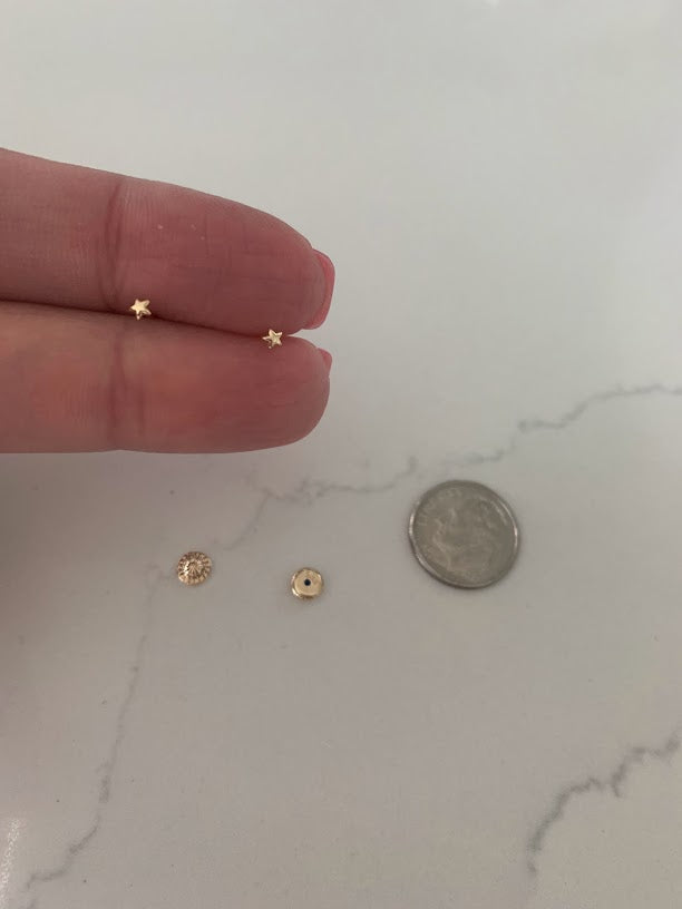 Tiny Star Earrings, 14K Yellow Gold, Star Earrings, Gold Star Charm Earrings, Hypoallergenic Star Stud Earrings with Screw Backs