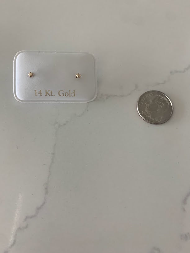 Tiny Star Earrings, 14K Yellow Gold, Star Earrings, Gold Star Charm Earrings, Hypoallergenic Star Stud Earrings with Screw Backs