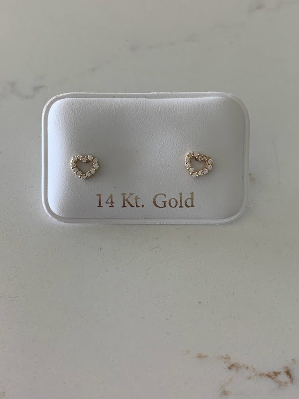 Heart Stud Earrings in 14K Gold