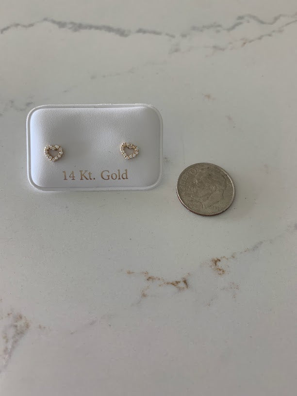 Heart Stud Earrings in 14K Gold