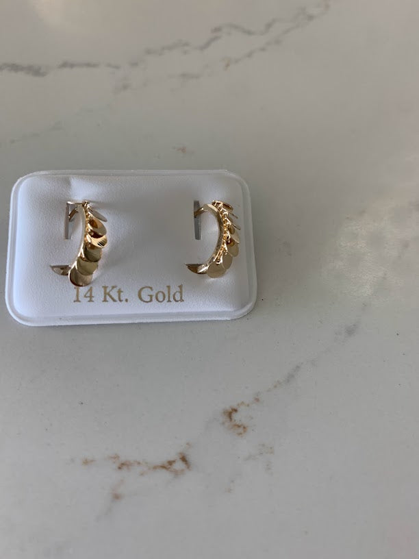 14K Genuine Gold Discs Huggies, Gold Hoops, Everyday Earrings, Dainty Earrings, Yellow Solid Gold Earrings, 12MM Huggies
