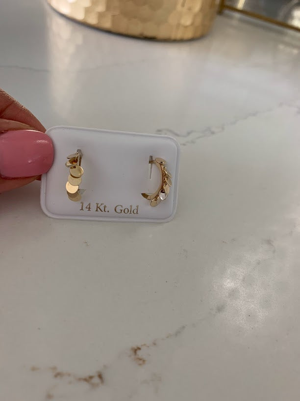 14K Genuine Gold Discs Huggies, Gold Hoops, Everyday Earrings, Dainty Earrings, Yellow Solid Gold Earrings, 12MM Huggies
