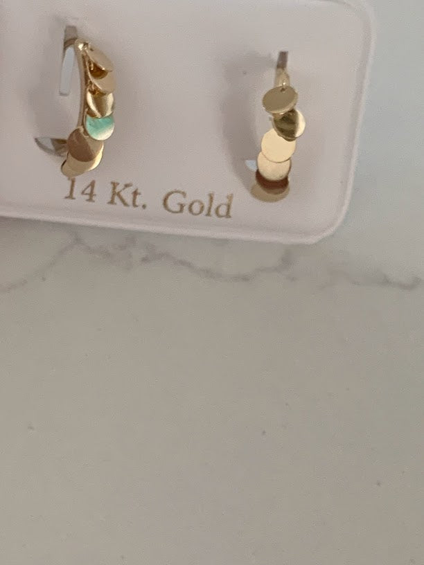 14K Genuine Gold Discs Huggies, Gold Hoops, Everyday Earrings, Dainty Earrings, Yellow Solid Gold Earrings, 12MM Huggies