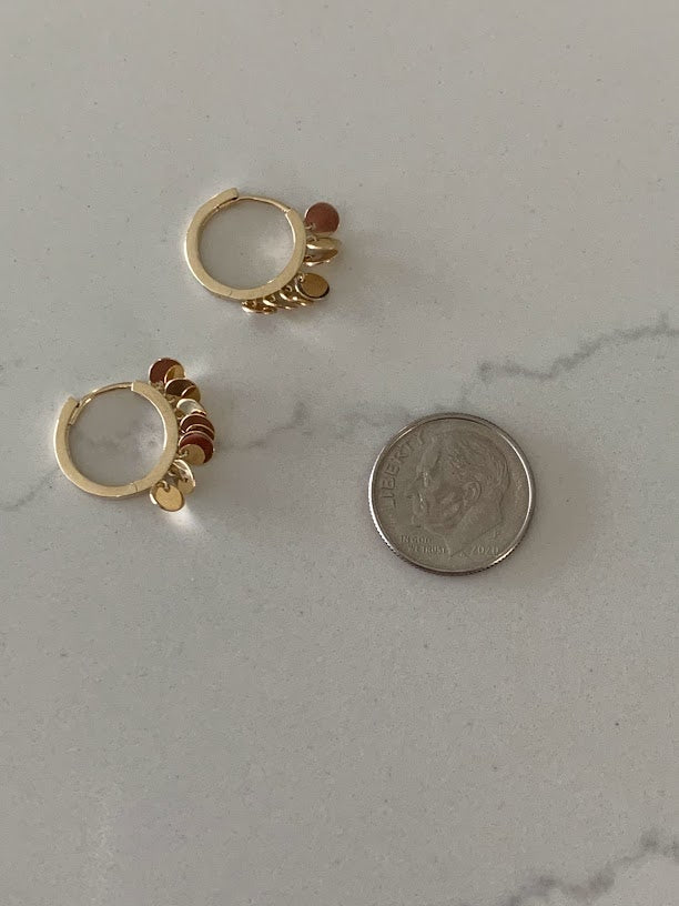 14K Genuine Gold Discs Huggies, Gold Hoops, Everyday Earrings, Dainty Earrings, Yellow Solid Gold Earrings, 12MM Huggies