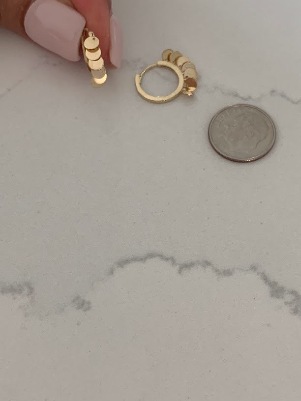 14K Genuine Gold Discs Huggies, Gold Hoops, Everyday Earrings, Dainty Earrings, Yellow Solid Gold Earrings, 12MM Huggies