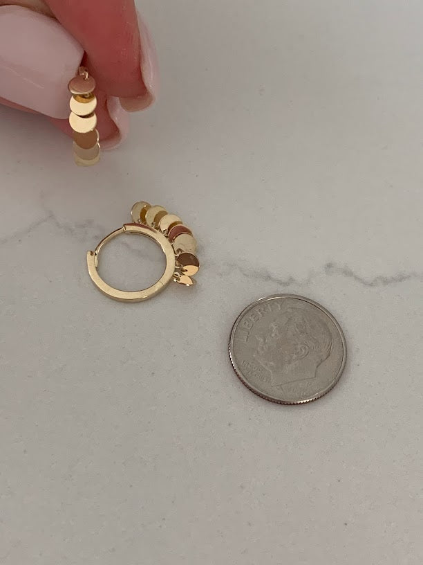 14K Genuine Gold Discs Huggies, Gold Hoops, Everyday Earrings, Dainty Earrings, Yellow Solid Gold Earrings, 12MM Huggies