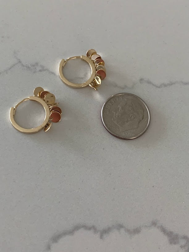 14K Genuine Gold Discs Huggies, Gold Hoops, Everyday Earrings, Dainty Earrings, Yellow Solid Gold Earrings, 12MM Huggies