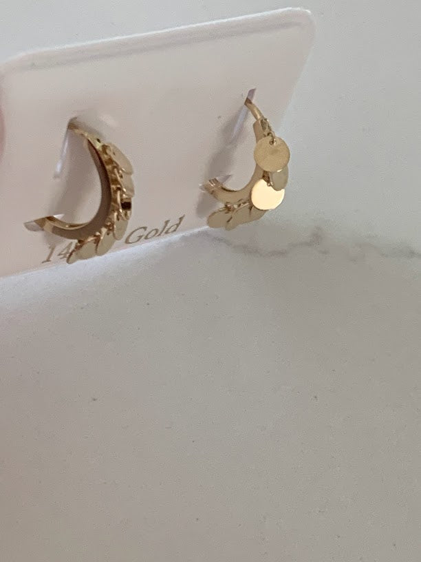 14K Genuine Gold Discs Huggies, Gold Hoops, Everyday Earrings, Dainty Earrings, Yellow Solid Gold Earrings, 12MM Huggies