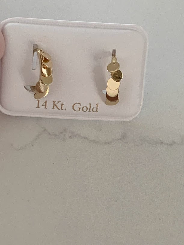 14K Genuine Gold Discs Huggies, Gold Hoops, Everyday Earrings, Dainty Earrings, Yellow Solid Gold Earrings, 12MM Huggies