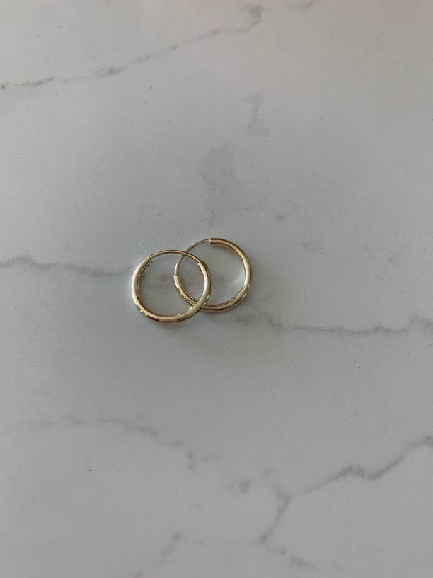 14K Solid Gold 1.5MM Hoops