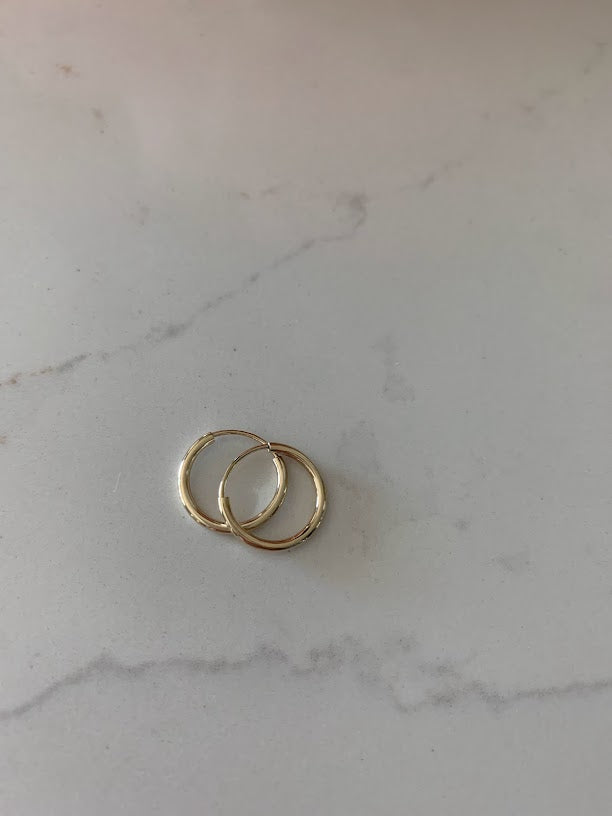 14K Solid Gold 1.5MM Hoops