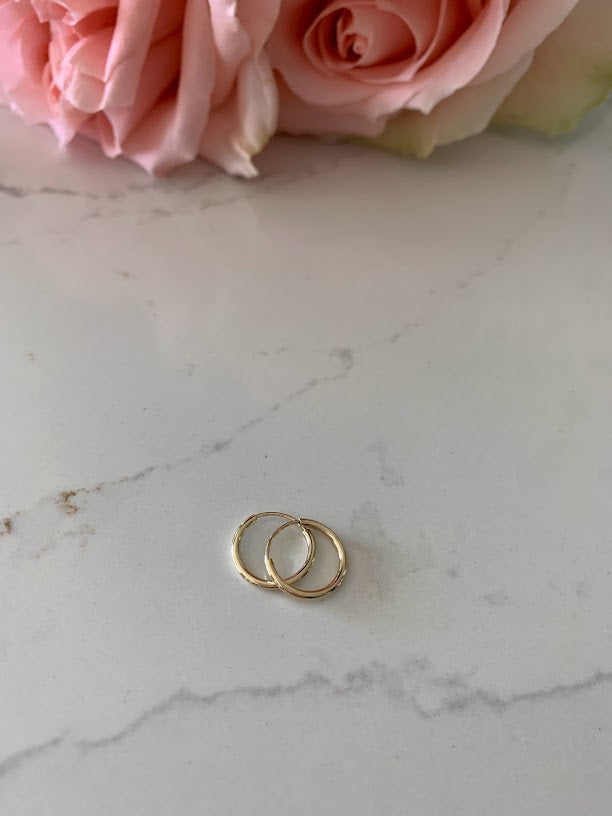 14K Solid Gold 1.5MM Hoops