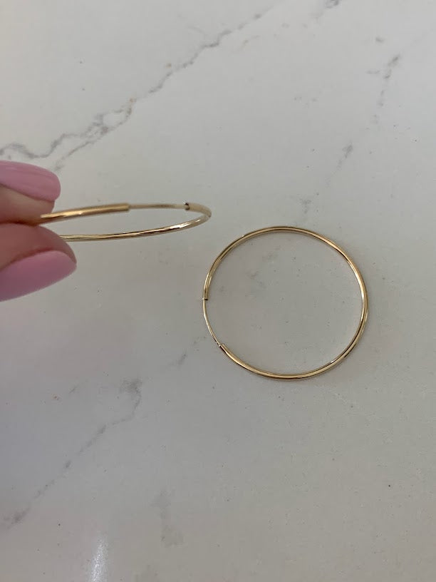 14K Solid Gold 1.5MM Hoops - 40MM in Diameter Hoops