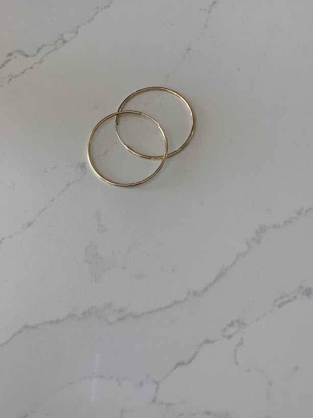 14K Solid Gold 1.5MM Hoops - 40MM in Diameter Hoops