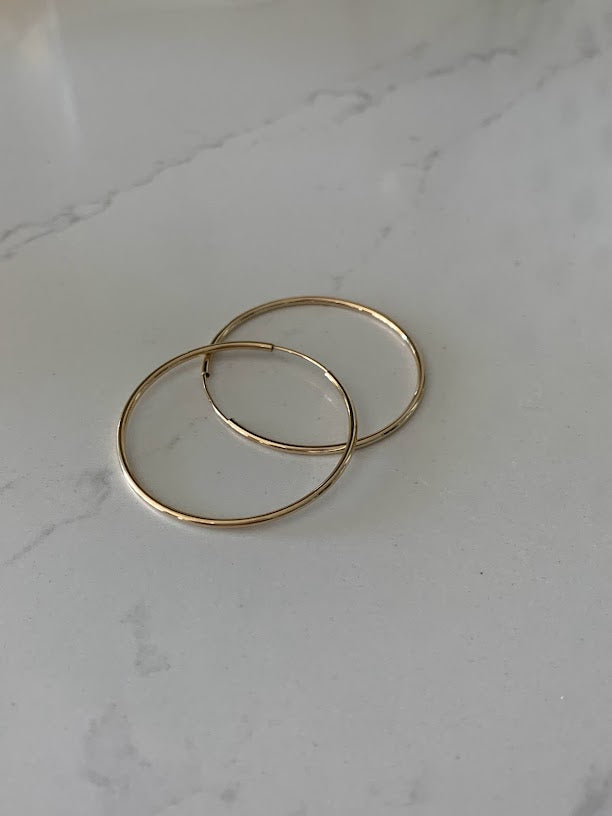 14K Solid Gold 1.5MM Hoops - 40MM in Diameter Hoops
