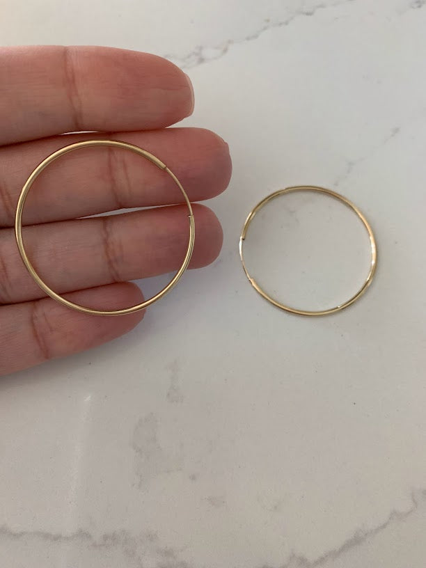 14K Solid Gold 1.5MM Hoops - 40MM in Diameter Hoops