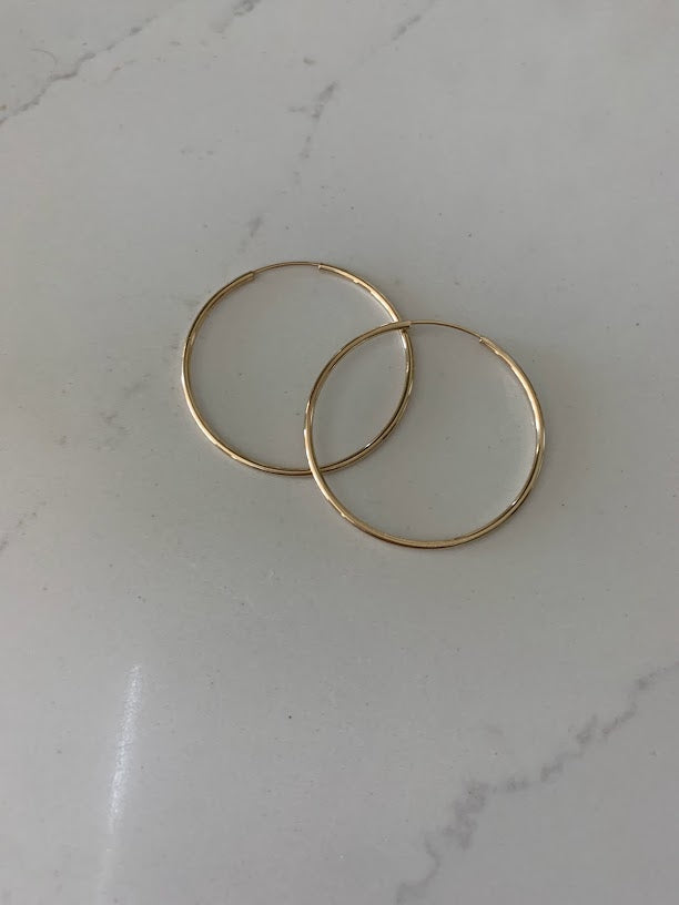 14K Solid Gold 1.5MM Hoops - 40MM in Diameter Hoops