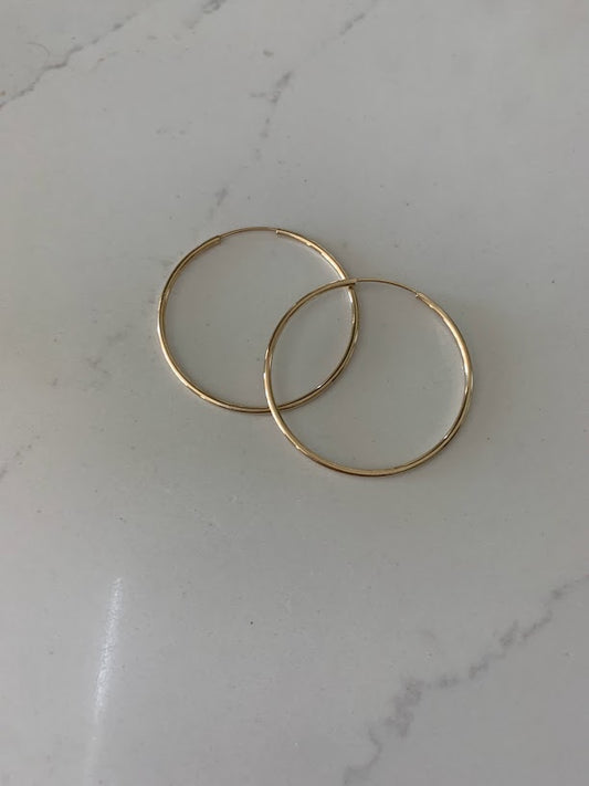 14K Solid Gold 1.5MM Hoops - 40MM in Diameter Hoops