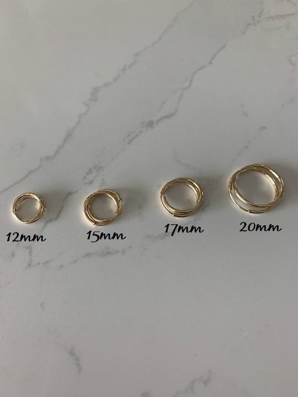 Thin Hoops in 14K Gold, Real Gold, Gold Hoops, 14K Gold Earrings, Gold Thin Hoops