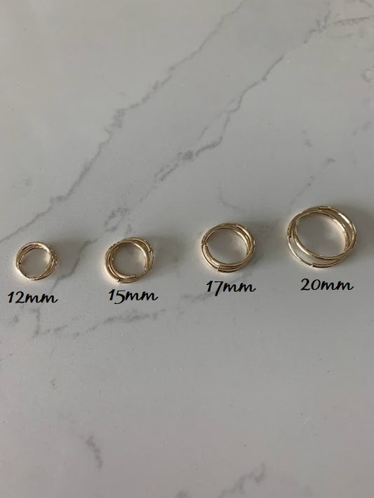 Thin Hoops in 14K Gold, Real Gold, Gold Hoops, 14K Gold Earrings, Gold Thin Hoops