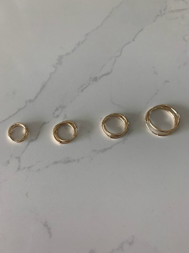 Thin Hoops in 14K Gold, Real Gold, Gold Hoops, 14K Gold Earrings, Gold Thin Hoops