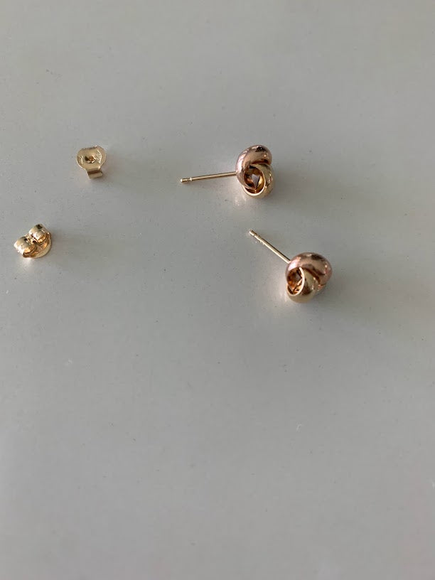 14K Solid Tricolor Knot Love Earrings