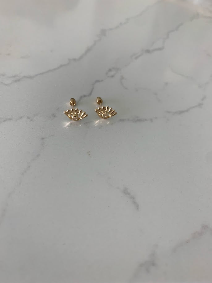 14K Gold Evil Eye Earrings | Evil Eye Stud Earrings | Tiny Eye Earrings