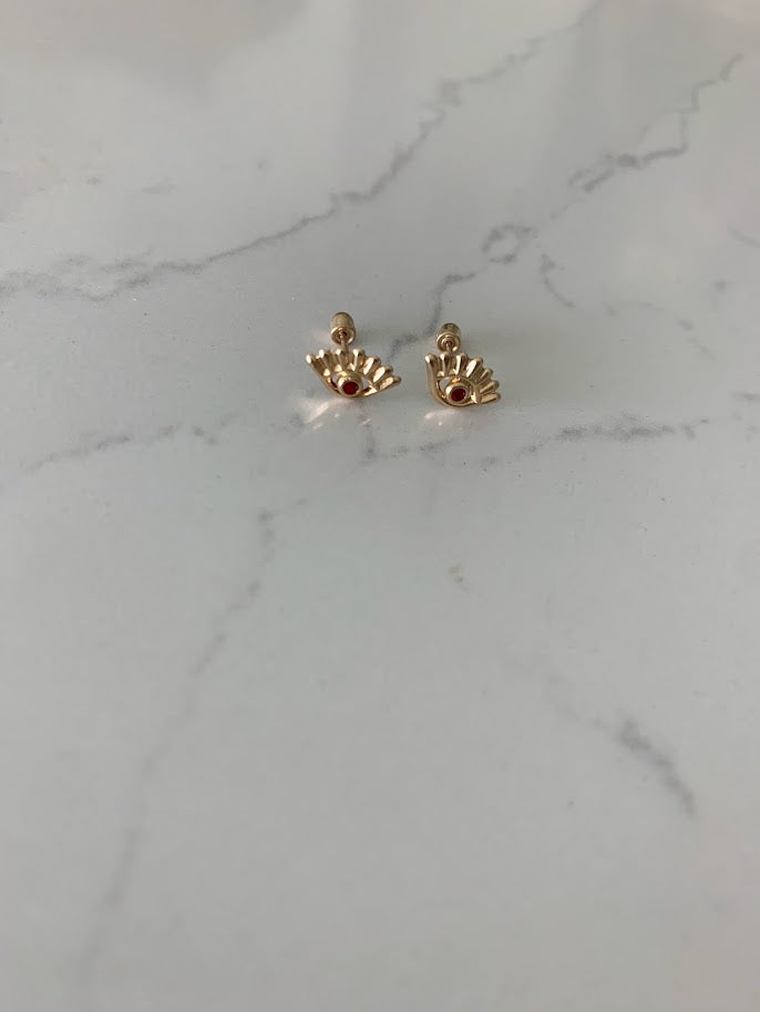 14K Gold Evil Eye Earrings | Evil Eye Stud Earrings | Tiny Eye Earrings