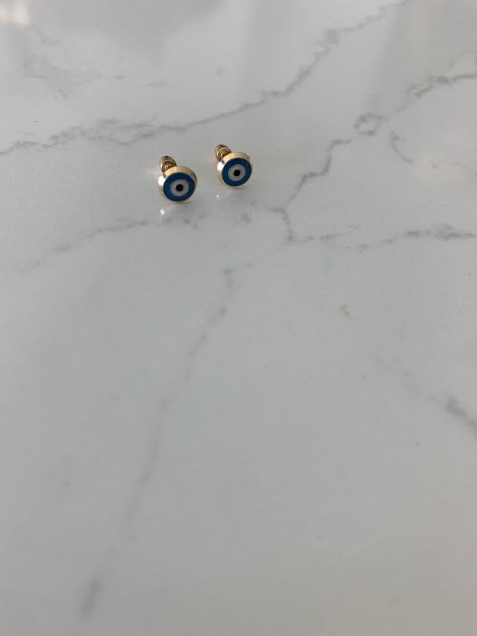 14K Gold Evil Eye Earrings | Evil Eye Stud Earrings | Tiny Eye Earrings