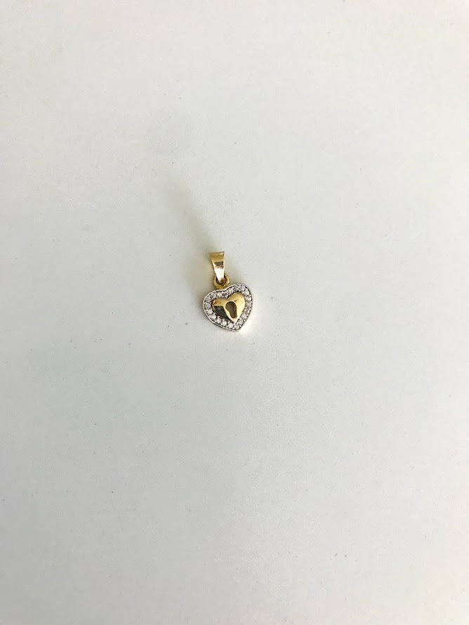 10MM 14K Heart Pendant Lock with Zirconia | 14K Heart Pendant